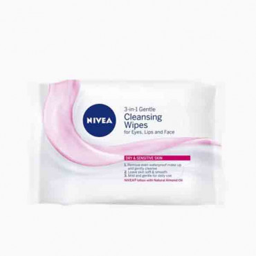 NIVEA 3 IN 1 SOFT FACIAL WIPES 25'S D/S نيفيا مناديل تنظيف للبشرة الجافة الى الحساسة 25 حب