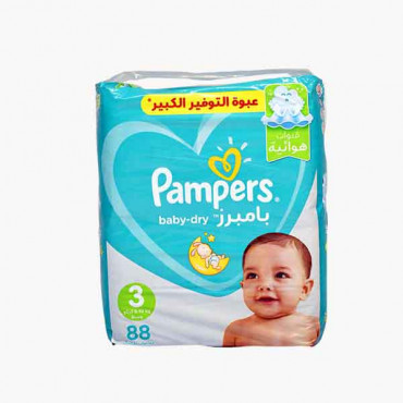 PAMPERS SAF S3 88 MP MIDI 3'S بامبرز حفاضات الاطفال متوسط حجم 3/ 88حبة 