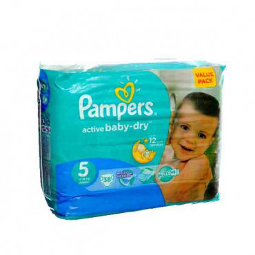 PAMPERS SAF S5 38 VP JNR 5'S بامبرز حفاضات الاطفال حجم 5- 38 حبة 