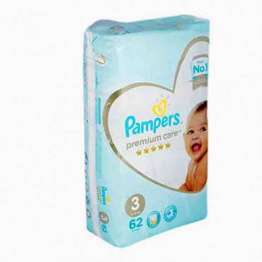 PAMPERS PC S3 62 MP بامبرز حفاضات عناية مميزة حجم 3 / 62 حبة 