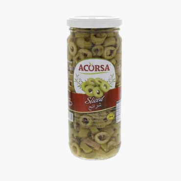 ACORSA OLIVES GREEN SLICED 230 GM زيتون اخضر اكورسا 230كجم