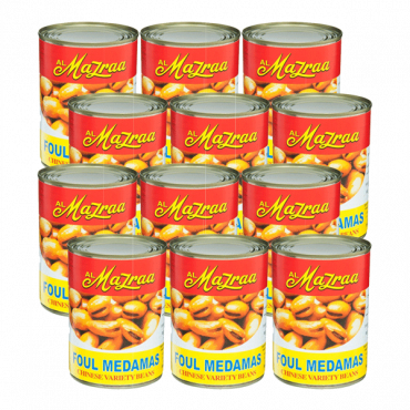 AL MAZRA FOUL MEDAMAS 12X400GM S/PRICEفول مدمس المزرعة 12×400جرام